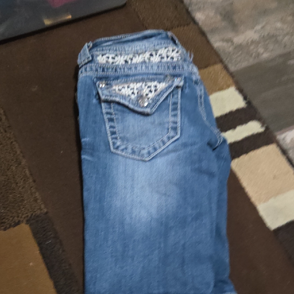 Miss Me Blue Denim Shorts with Embellished Pockets